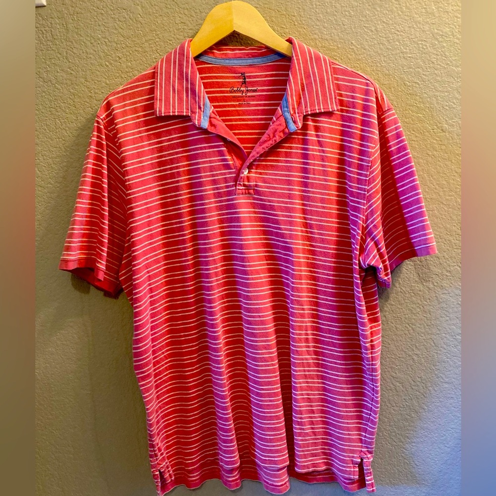 Bobby Jones striped polo short sleeve shirt, size large